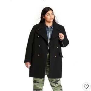 Nili Lotan for Target Classic Black 3/4 length Peacoat with matte brass buttons